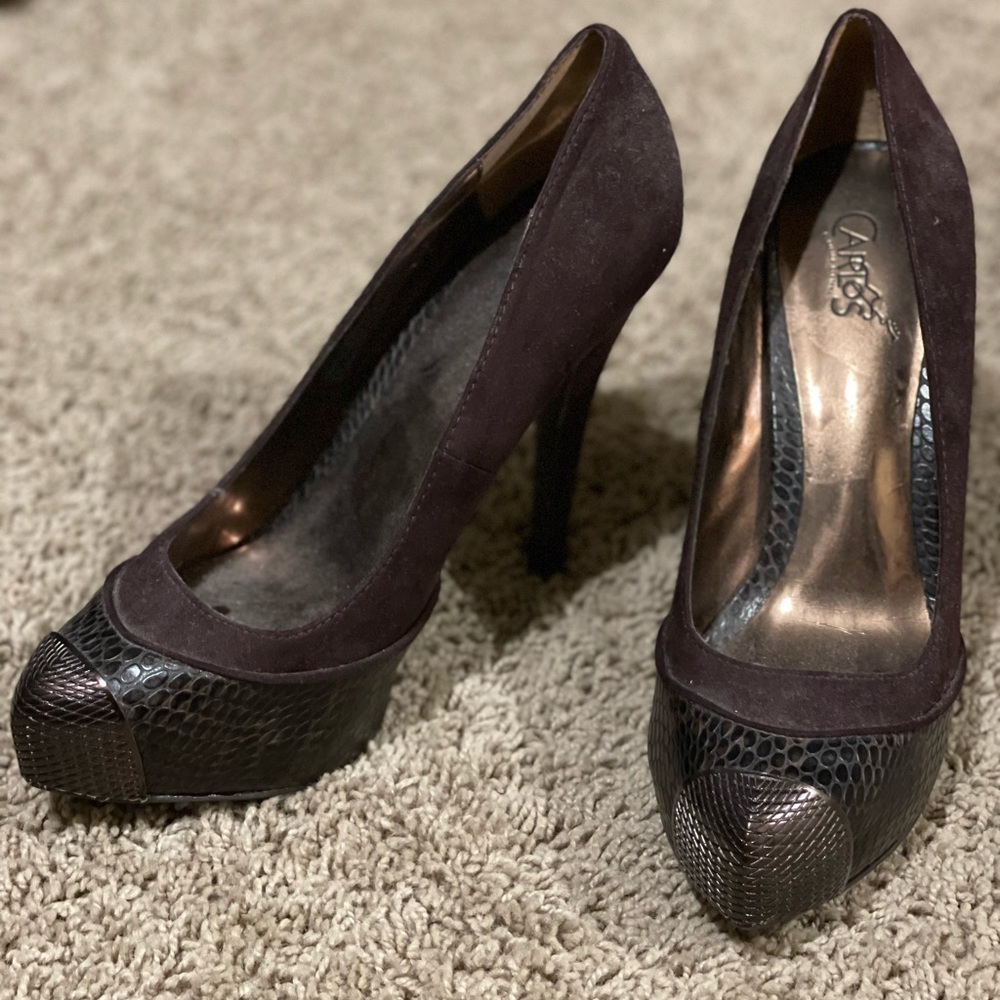 Brown closed toe heel